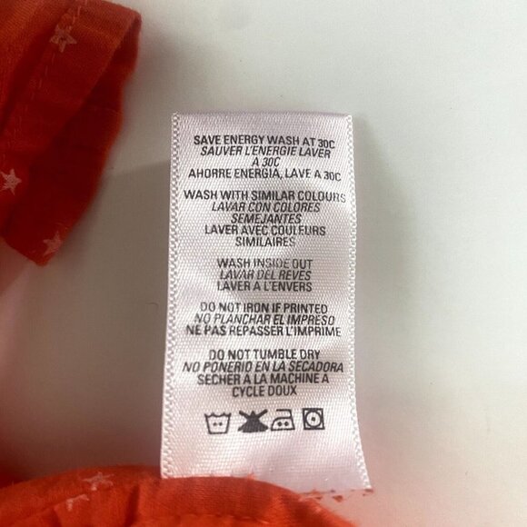 Sundry Star Print Shirt  S Button Down Gauze Collared Orange Novelty Print - Picture 7 of 7